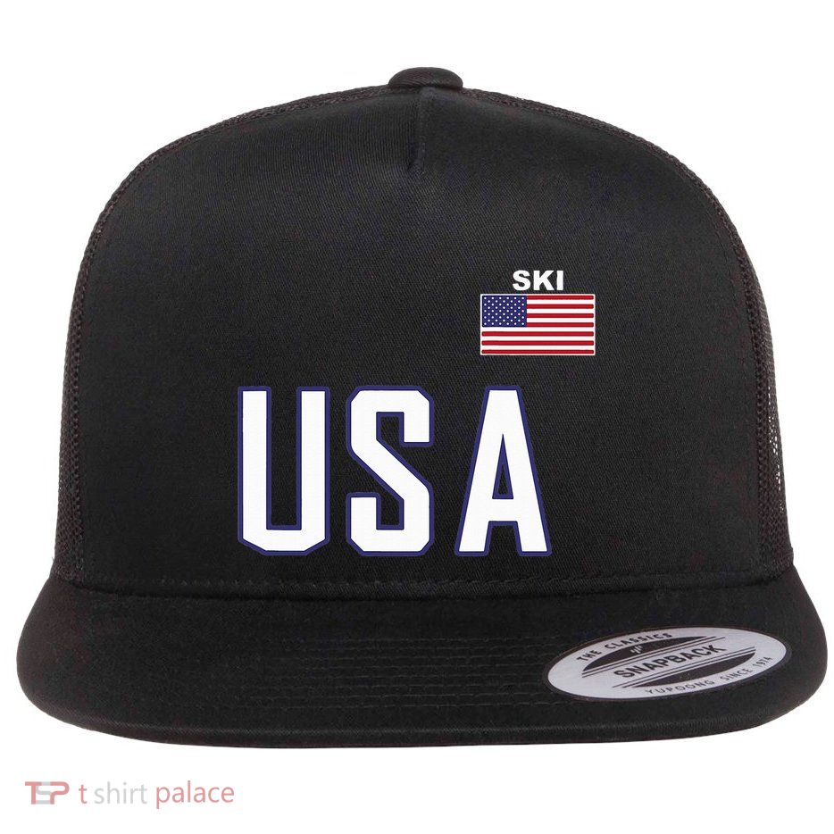 Usa Flag Skiing Team Cool Ski Equipment For Skier Flatbill Hat