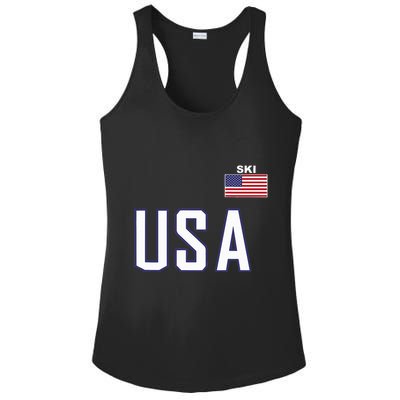 Usa Flag Skiing Team Cool Ski Equipment For Skier Ladies PosiCharge Competitor Racerback Tank