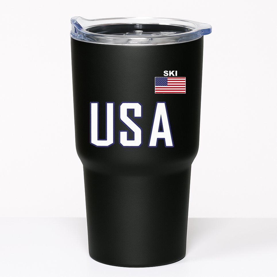 Usa Flag Skiing Team Cool Ski Equipment For Skier Tumbler