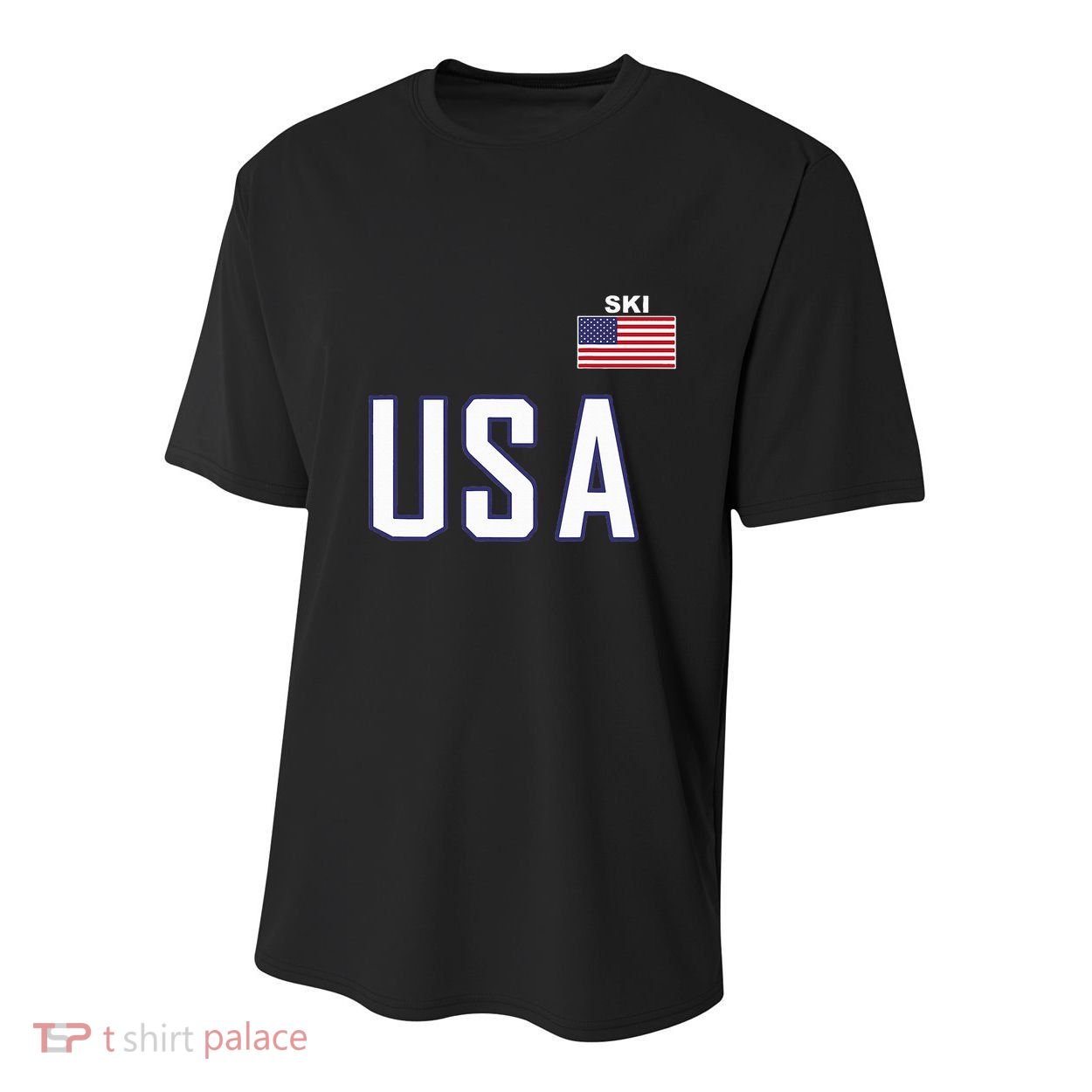 Usa Flag Skiing Team Cool Ski Equipment For Skier Youth Performance Sprint T-Shirt