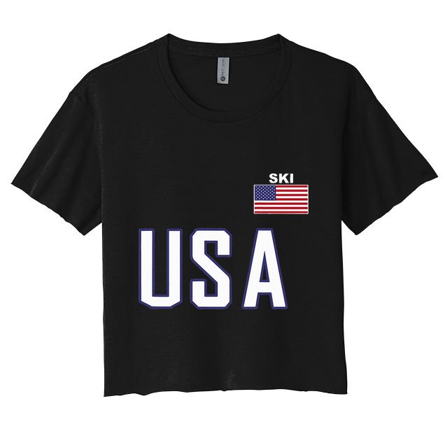Usa Flag Skiing Team Cool Ski Equipment For Skier Crop Top