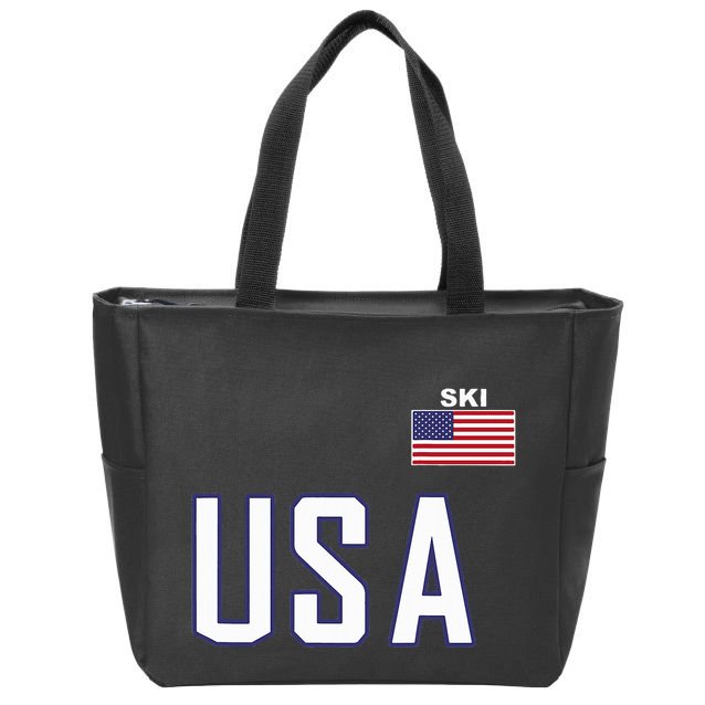 Usa Flag Skiing Team Cool Ski Equipment For Skier Zip Tote Bag
