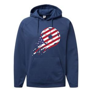 USA Flag Soccer American Ball Football Fan Performance Fleece Hoodie