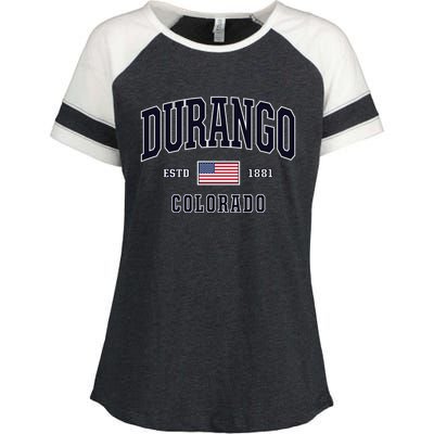 Usa Flag Stars And Stripes Durango Colorado Cool Gift Enza Ladies Jersey Colorblock Tee