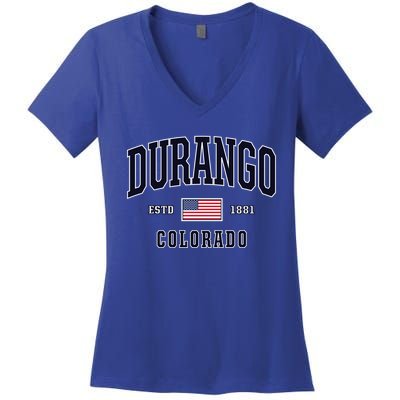 Usa Flag Stars And Stripes Durango Colorado Cool Gift Women's V-Neck T-Shirt