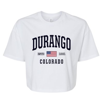 Usa Flag Stars And Stripes Durango Colorado Cool Gift Bella+Canvas Jersey Crop Tee