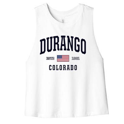 Usa Flag Stars And Stripes Durango Colorado Cool Gift Women's Racerback Cropped Tank