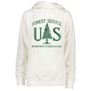 Us Forest Service (Distressed Green) Womens Funnel Neck Pullover Hood