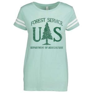 Us Forest Service (Distressed Green) Enza Ladies Jersey Football T-Shirt