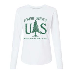 Us Forest Service (Distressed Green) Womens Cotton Relaxed Long Sleeve T-Shirt