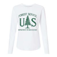 Us Forest Service (Distressed Green) Womens Cotton Relaxed Long Sleeve T-Shirt