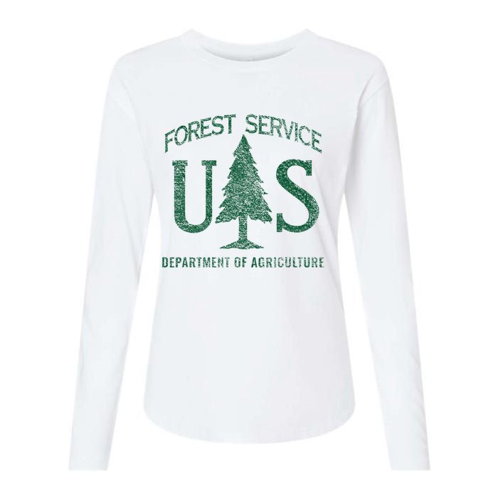 Us Forest Service (Distressed Green) Womens Cotton Relaxed Long Sleeve T-Shirt