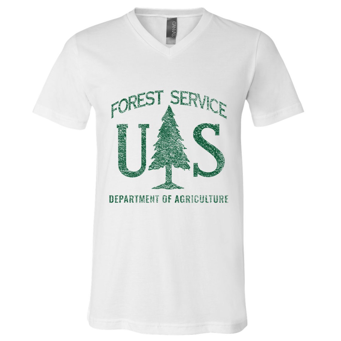 Us Forest Service (Distressed Green) V-Neck T-Shirt