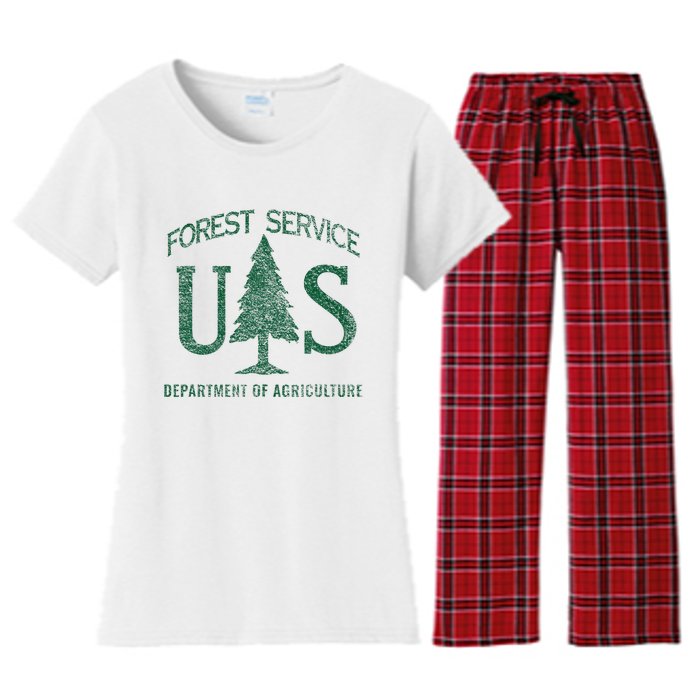 Us Forest Service (Distressed Green) Women's Flannel Pajama Set