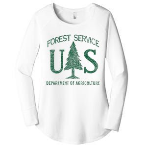 Us Forest Service (Distressed Green) Women's Perfect Tri Tunic Long Sleeve Shirt