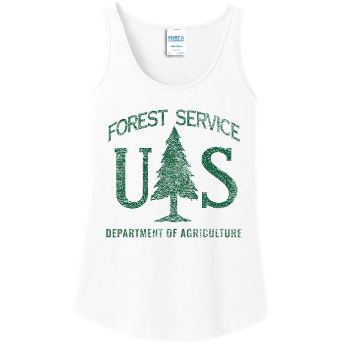 Us Forest Service (Distressed Green) Ladies Essential Tank