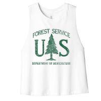 Us Forest Service (Distressed Green) Women's Racerback Cropped Tank