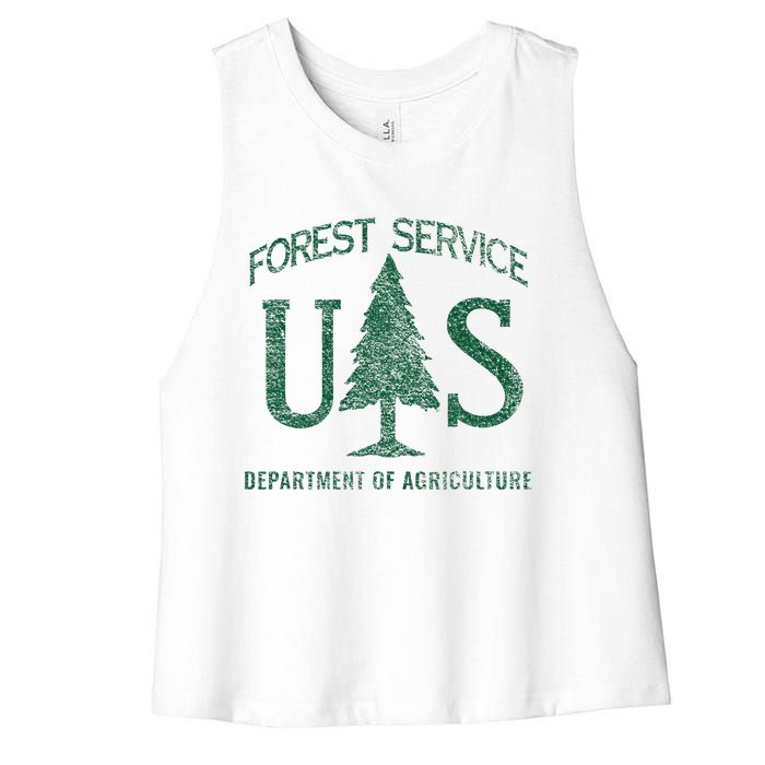 Us Forest Service (Distressed Green) Women's Racerback Cropped Tank