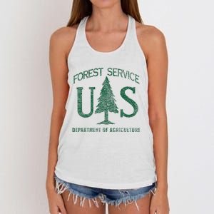 Us Forest Service (Distressed Green) Women's Knotted Racerback Tank