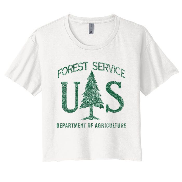 Us Forest Service (Distressed Green) Women's Crop Top Tee