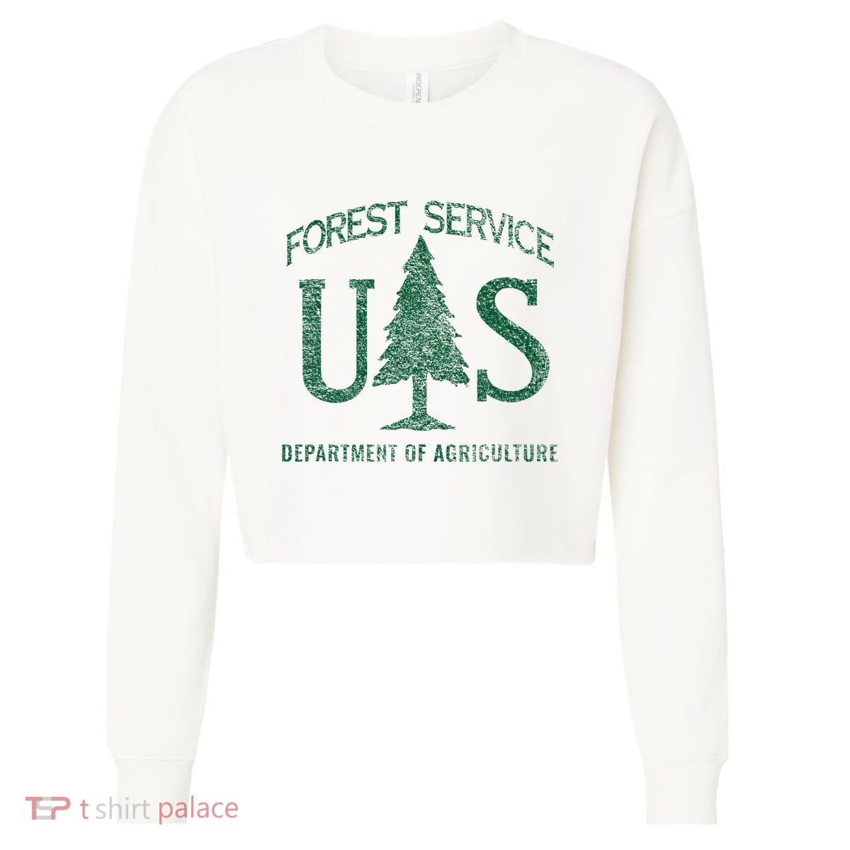 Us Forest Service (Distressed Green) Cropped Pullover Crew