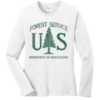 Us Forest Service (Distressed Green) Ladies Long Sleeve Shirt