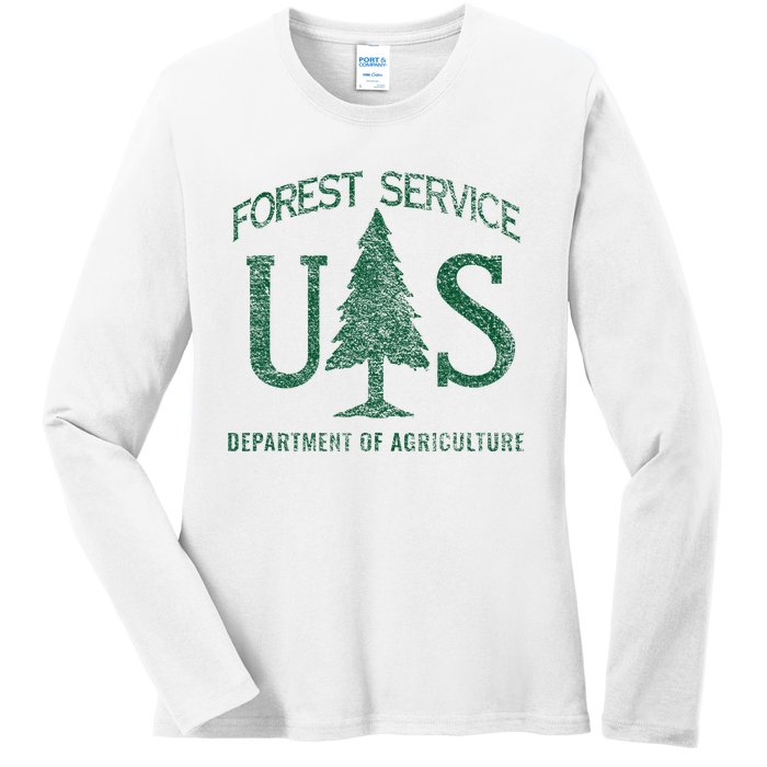 Us Forest Service (Distressed Green) Ladies Long Sleeve Shirt