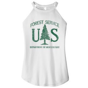 Us Forest Service (Distressed Green) Women's Perfect Tri Rocker Tank