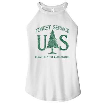 Us Forest Service (Distressed Green) Women's Perfect Tri Rocker Tank