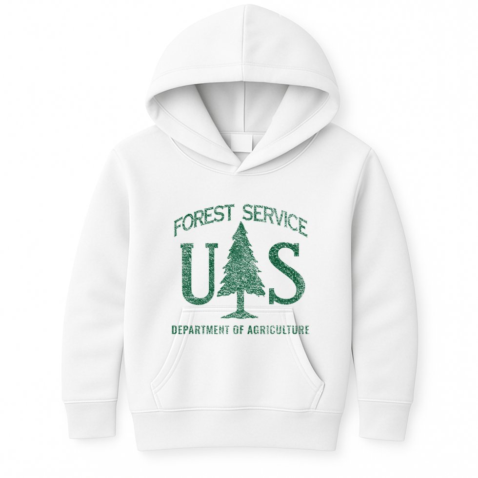 Us Forest Service (Distressed Green) Kids Hoodie