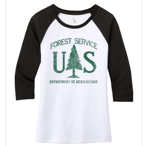 Us Forest Service (Distressed Green) Women's Tri-Blend 3/4-Sleeve Raglan Shirt