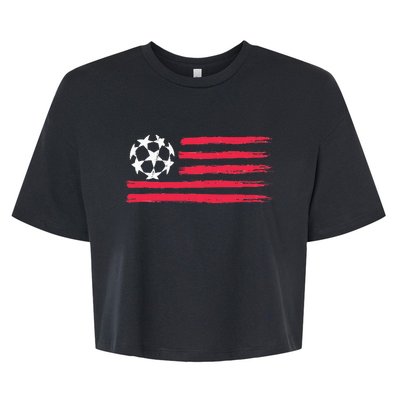 Usa Flag Soccer Ball Cool Futbol Equipment Bella+Canvas Jersey Crop Tee