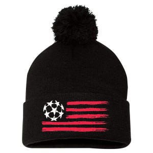 Usa Flag Soccer Ball Cool Futbol Equipment Pom Pom 12in Knit Beanie