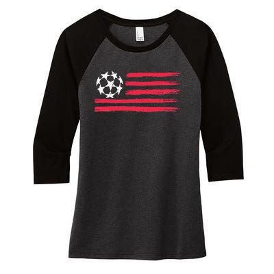 Usa Flag Soccer Ball Cool Futbol Equipment Women's Tri-Blend 3/4-Sleeve Raglan Shirt