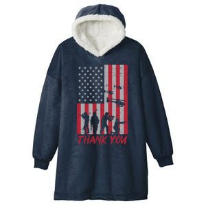 Us Flag Soldiers Helicopter Thank You Memorial Day Patriotic Gift Hooded Wearable Blanket