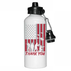 Us Flag Soldiers Helicopter Thank You Memorial Day Patriotic Gift Aluminum Water Bottle