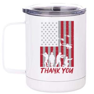 Us Flag Soldiers Helicopter Thank You Memorial Day Patriotic Gift 12 oz Stainless Steel Tumbler Cup