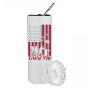 Us Flag Soldiers Helicopter Thank You Memorial Day Patriotic Gift Stainless Steel Tumbler