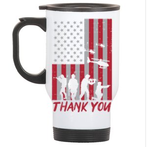 Us Flag Soldiers Helicopter Thank You Memorial Day Patriotic Gift Stainless Steel Travel Mug