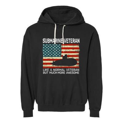 Usa Flag Submarine Veteran Garment-Dyed Fleece Hoodie