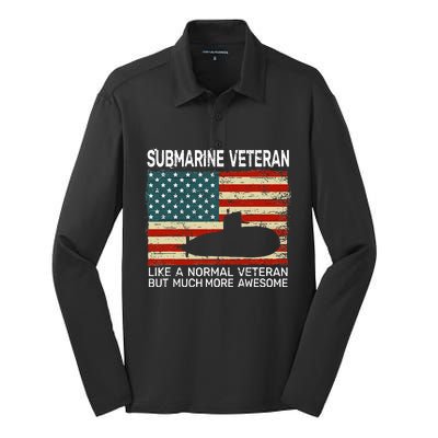 Usa Flag Submarine Veteran Silk Touch Performance Long Sleeve Polo