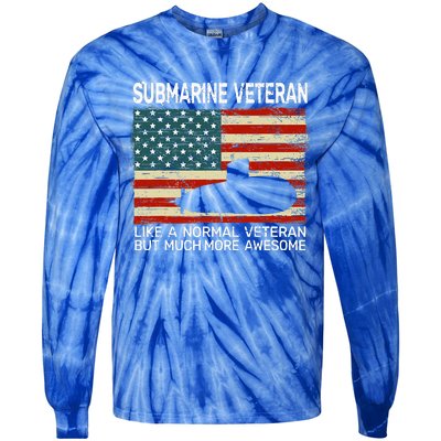 Usa Flag Submarine Veteran Tie-Dye Long Sleeve Shirt