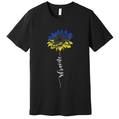 Ukraine Flag Sunflower Vintage Ukrainian Support Premium T-Shirt