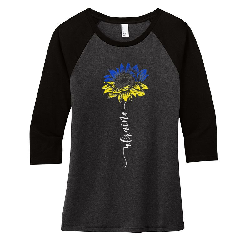 Ukraine Flag Sunflower Vintage Ukrainian Support Women's Tri-Blend 3/4-Sleeve Raglan Shirt