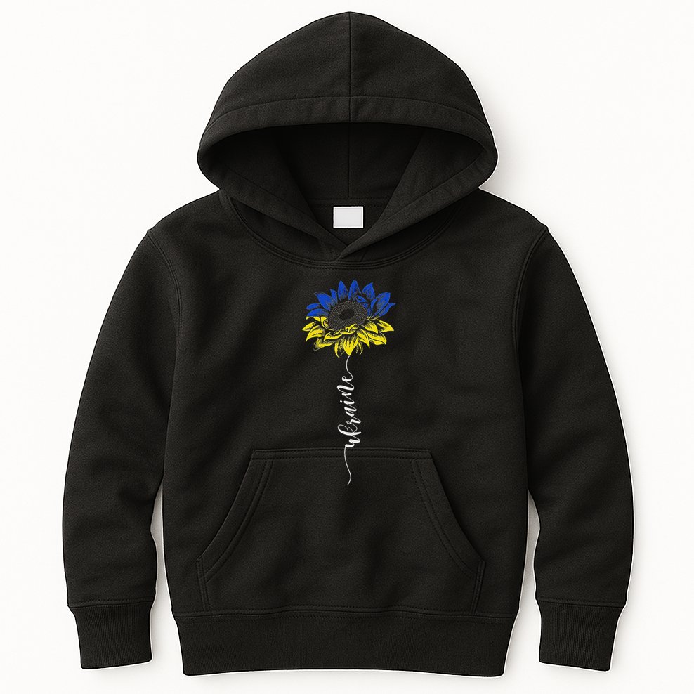 Ukraine Flag Sunflower Vintage Ukrainian Support Kids Hoodie