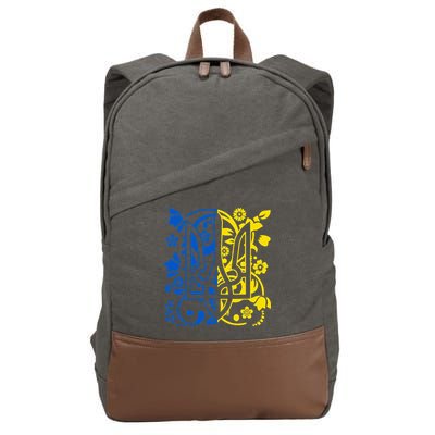 Ukraine Flag Symbol Flora Sunflower Ukrainian Pride Heart Cotton Canvas Backpack