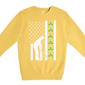 Us Flag Shamrock Golf St Patricks Day Patriotic Dad Cool Gift Premium Crewneck Sweatshirt