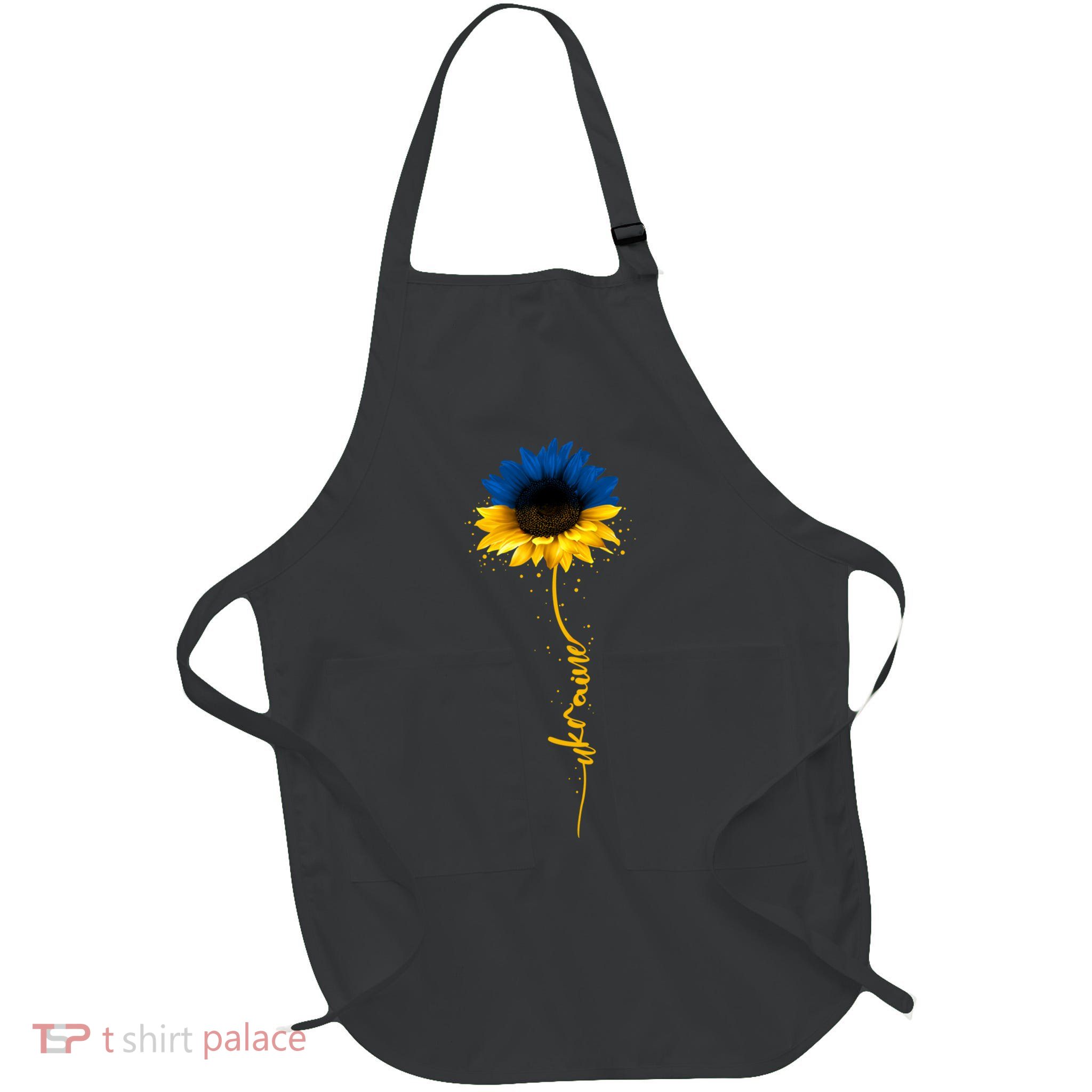 Ukrainian Flag Sunflower I Stand With Ukraine Peace Full-Length Apron With Pockets