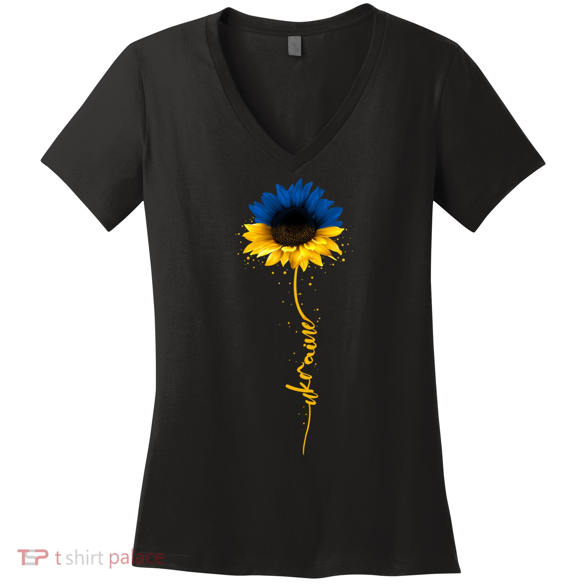 Ukrainian Flag Sunflower I Stand With Ukraine Peace Women's V-Neck T-Shirt