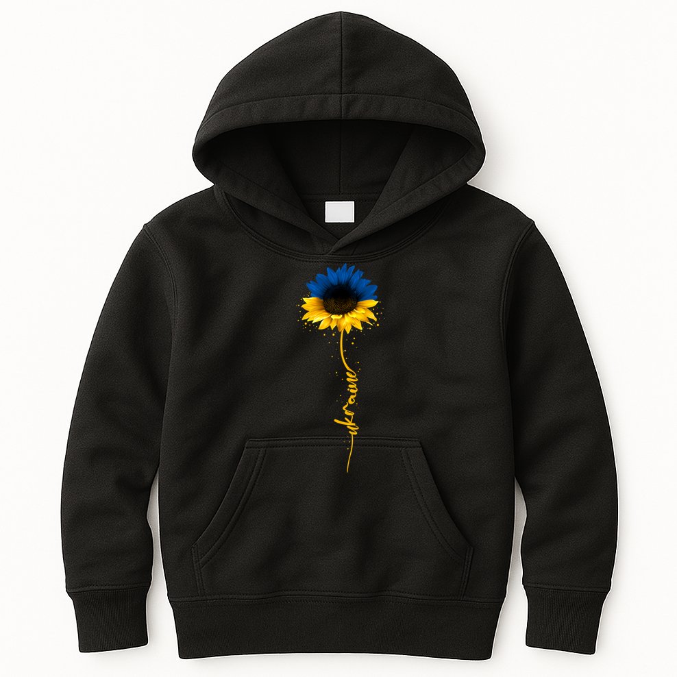 Ukrainian Flag Sunflower I Stand With Ukraine Peace Kids Hoodie